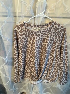 Carmar Leopard Twist-Hem Pullover Sweatshirt - Brown/White